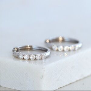 White Gold Moissanite Diamond Huggie Hoop Earrings
